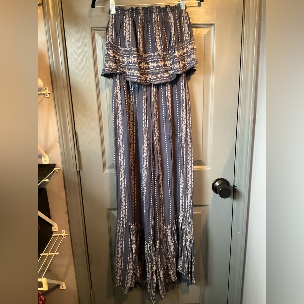 Japna small Bohemian Blue Strapless Maxi - Picture 2 of 4